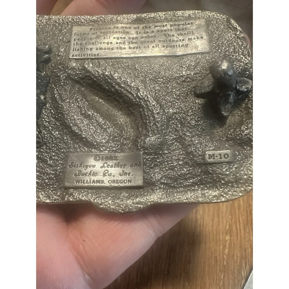 VTG Pewter Siskiyou Leather & Buckle Williams Oregon Belt Buckle M10 Fishing Art